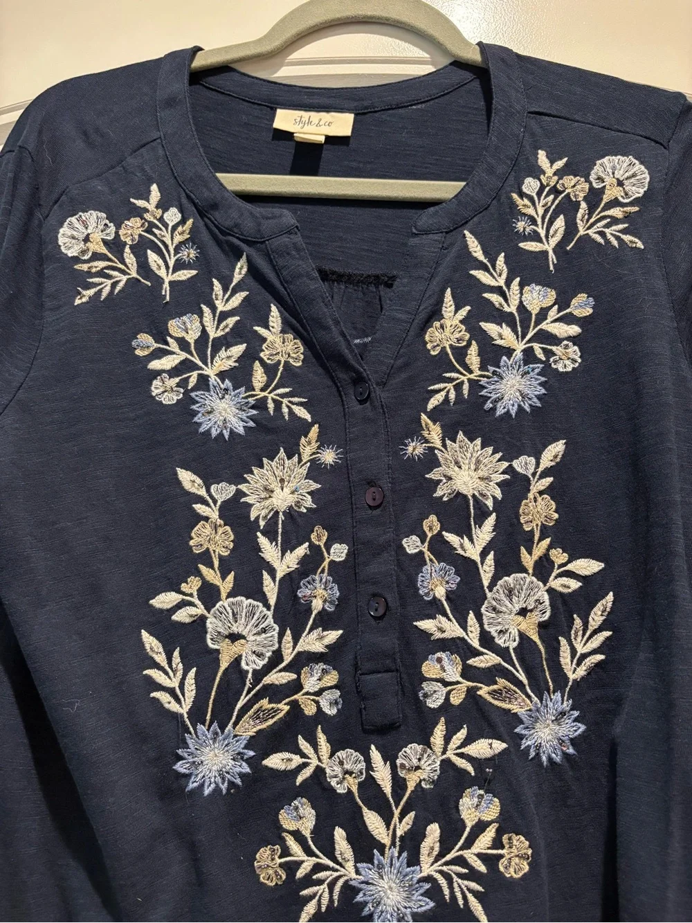 Style and Co Blue Peasant blouse